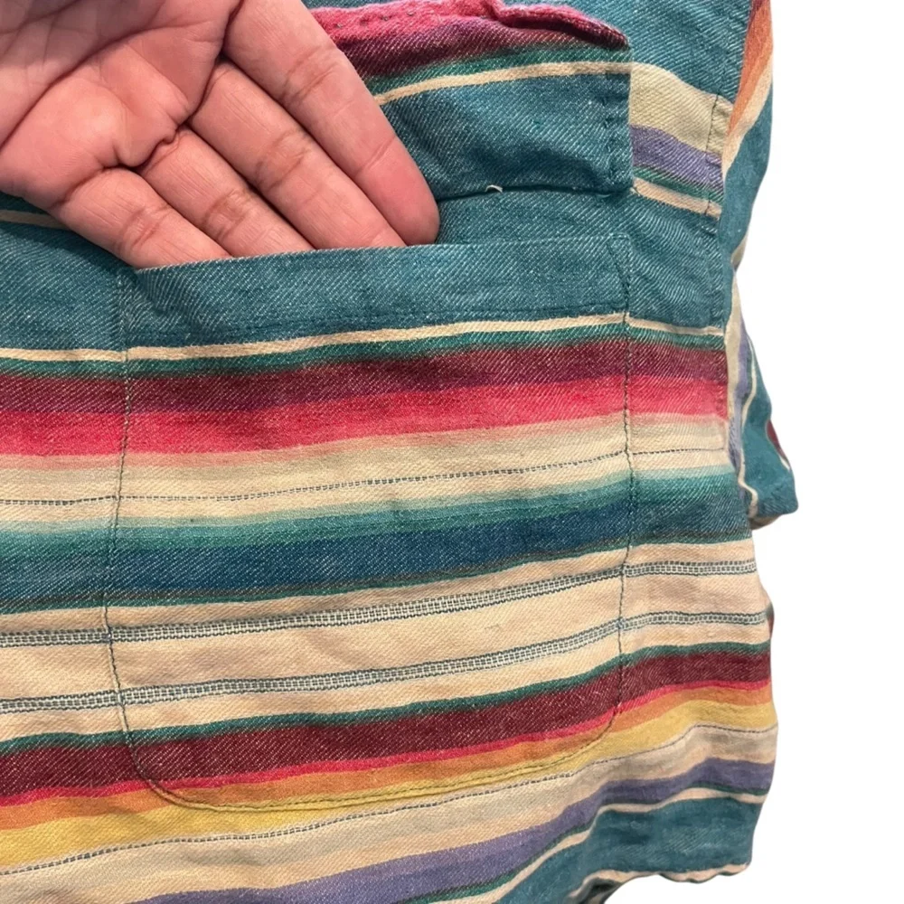 RALPH LAUREN COUNTRY Southwestern Serape Long Sleeve Cropped Cotton Shirt Small